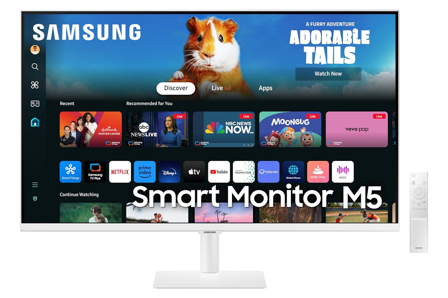 Samsung 32" (80cm) M5 Smart Monitor with Smart TV Experience|FHD 1920 x 1080|Bezeless|OTT Apps|IoT Hub|Office 365|Workout Tracker|Speakers|Remote|Wi-Fi|Bluetooth|LS32DM501EWXXL|White