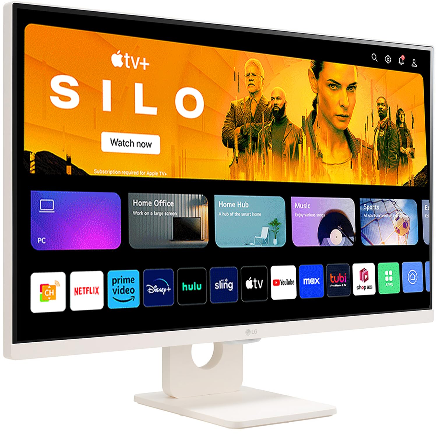 LG - My View Smart Monitor (27", 68.6cm), With FHD IPS Display (1920 x 1080) & webOS. Work & Play Smarter, ThinQ Home Dashboard, AirPlay 2 + Screen Share + Bluetooth, Stylish Design - White (27SR50F-W)