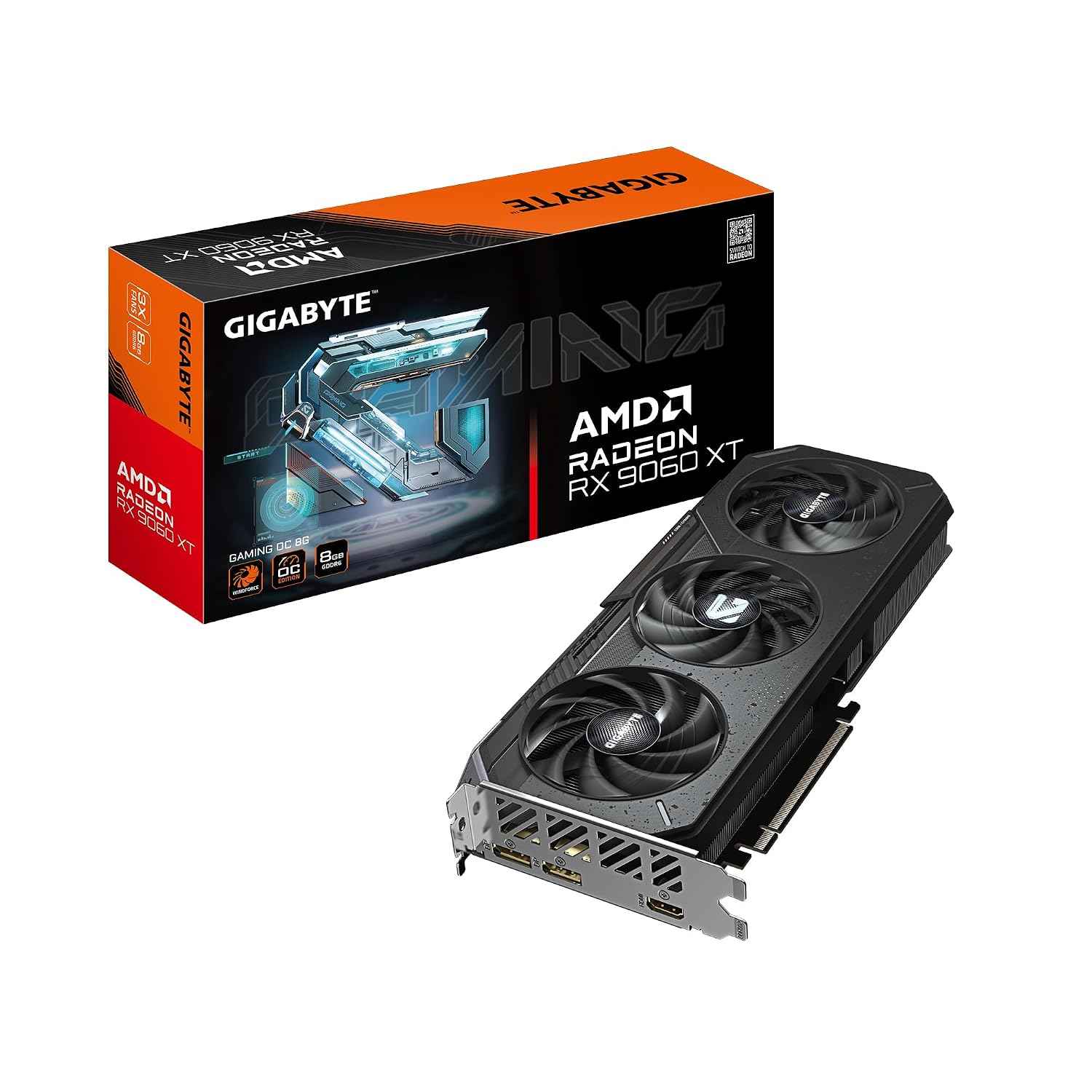 GIGABYTE Radeon RX 9060 XT Gaming OC 8G Graphics Card, PCIe 5.0, 8GB GDDR6, GV-R9060XTGAMING OC-8GD Video Card