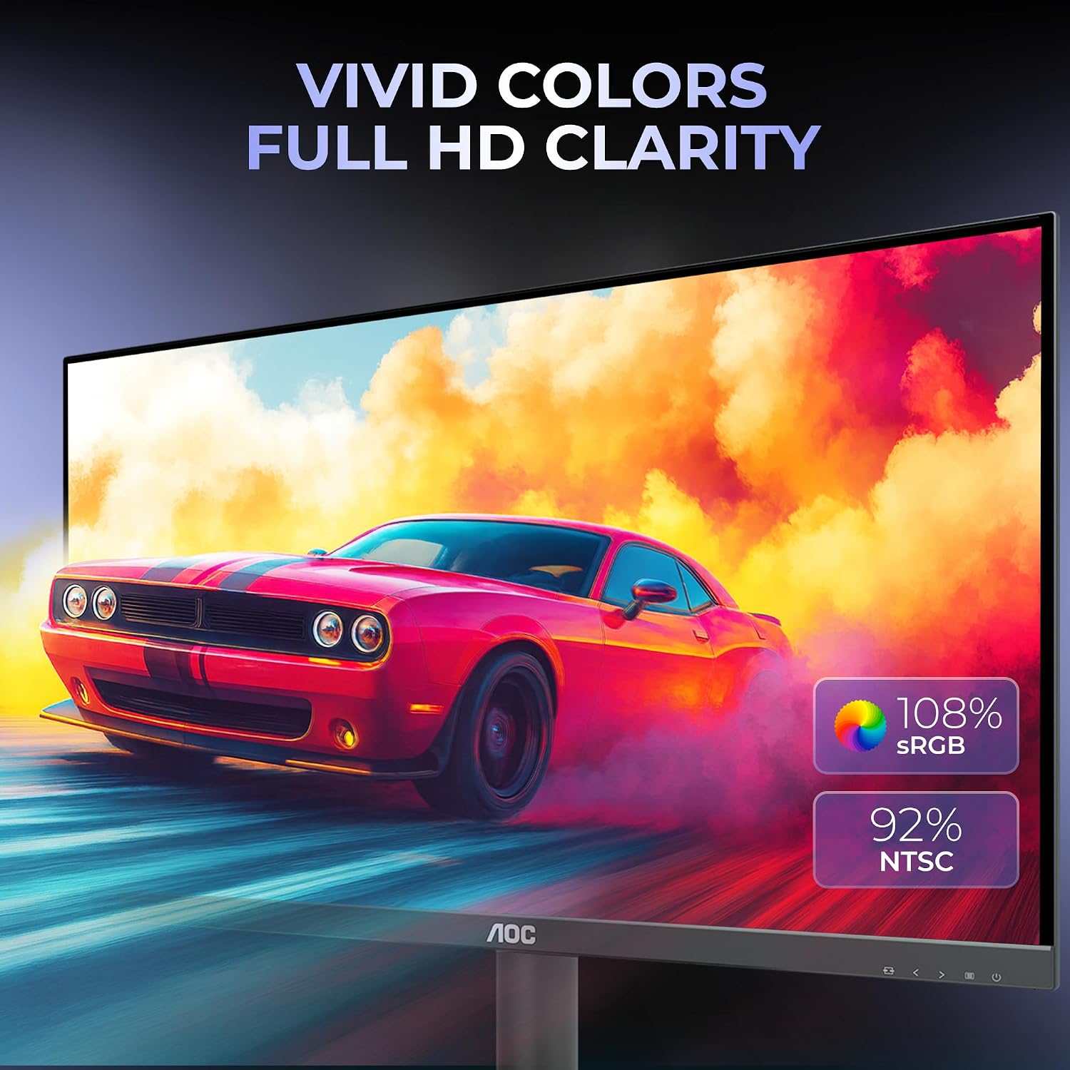 AOC 22B15H2 21.45” Full HD IPS Monitor | 120Hz Refresh Rate | 1ms MPRT | Adaptive Sync | 3-Sided Frameless | Low Blue Mode | HDMI & VGA | Black