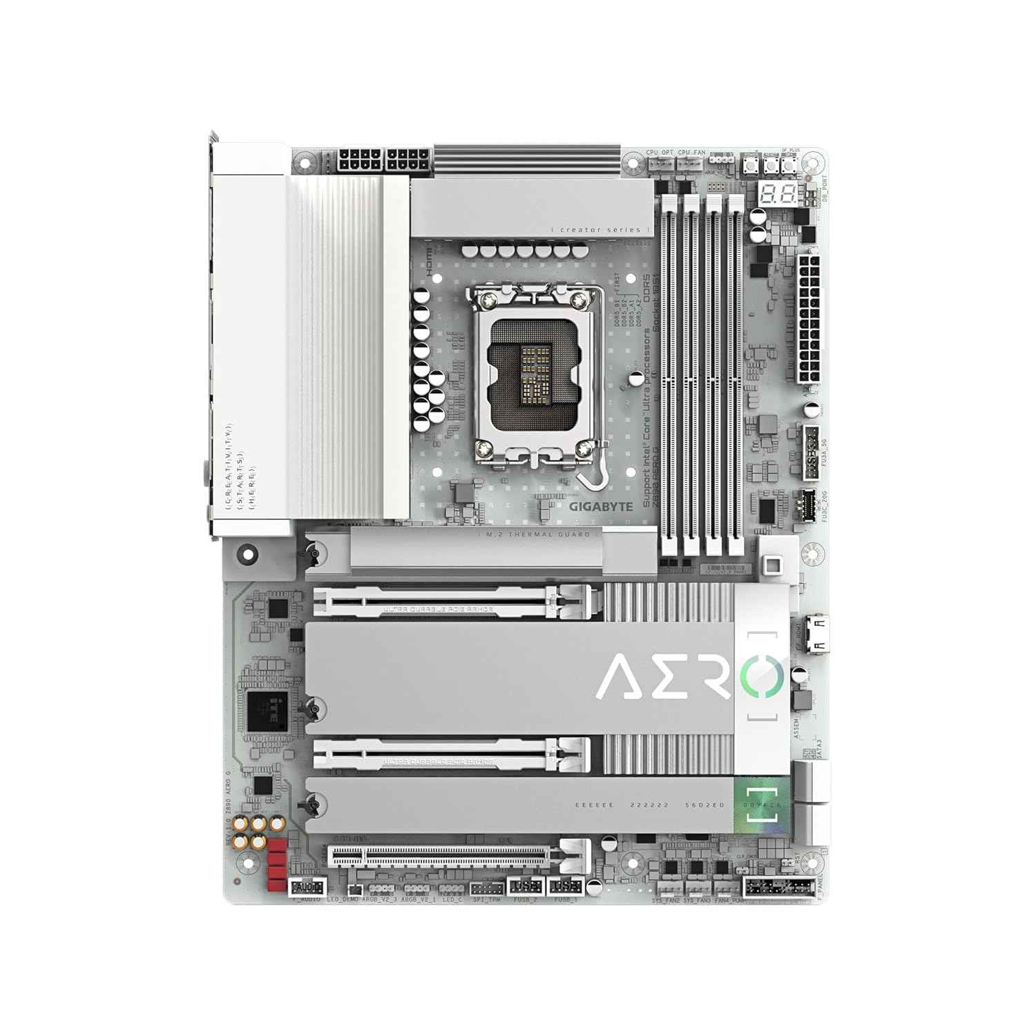 GIGABYTE Z890 AERO G Intel Core Ultra (Series 2) LGA 1851 Motherboard, ATX, DDR5, 5xM.2, PCIe 5.0, Thunderbolt 4, WIFI7, Dual 2.5Gbe LAN, EZ-Latch
