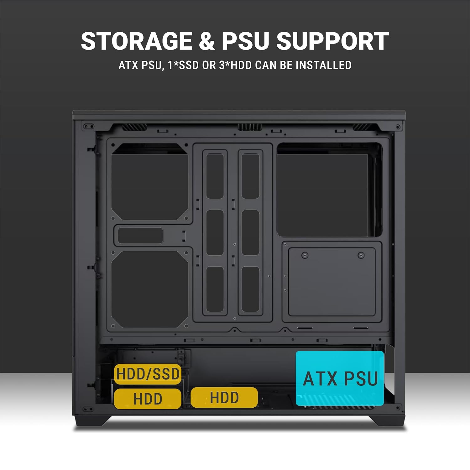 Ant Esports Crystal X6 Lite Mid-Tower Computer Case/Gaming Cabinet - Black | Support E-ATX, ATX, Micro-ATX, Mini-ITX | Pre-Installed 6 ARGB Fans