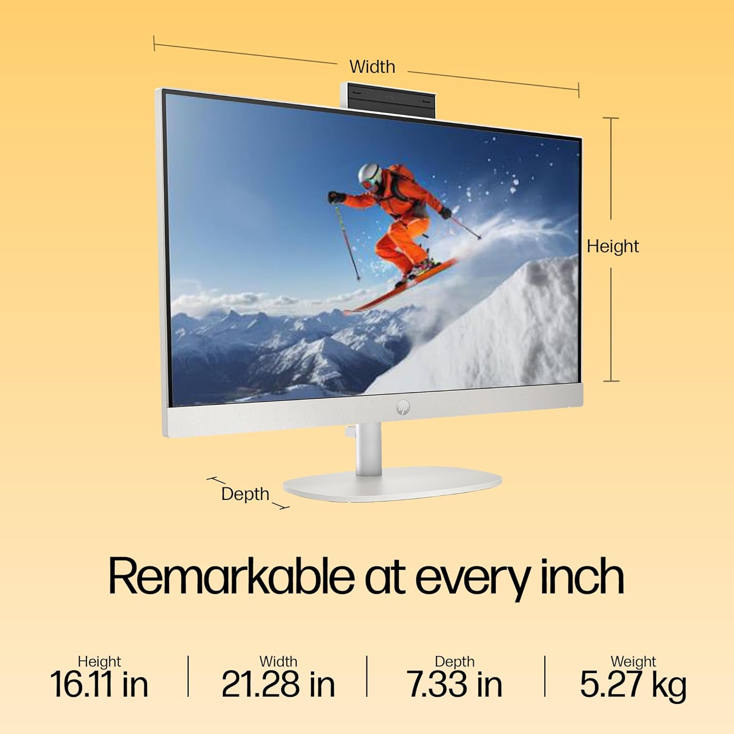 HP All-in-One Desktop 24 PC, AMD Ryzen 5 7520U, 16 GB LPDDR5, 512GB SSD, 60.5 cm (23.8"), Dual 2W Speakers,Windows 11,MSO, Shell White, 5.27 kg, 24-cr0025in - Zapnet.in