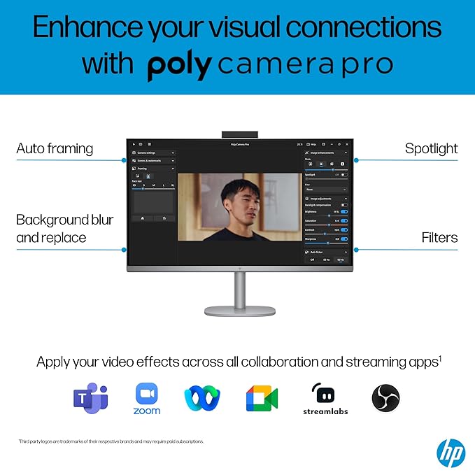 HP OmniStudio X All-in-One Desktop PC, Intel Core Ultra 7 155H, 16 GB DDR5, 1TB SSD, 80.1 cm (31.5"), Dual 2W Speakers,Windows 11,Office 21, Meteor Silver, 9.56 kg, 32-c0015in - Zapnet.in
