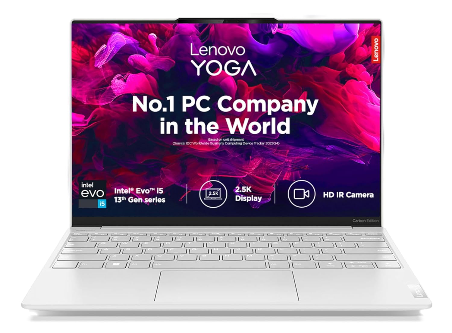 Lenovo Yoga Slim 7 Carbon Intel Evo Core i7 1360P 13.3"(33.7cm) 2.5K IPS 400Nit Laptop(16GB/1TB SSD/Win 11/Office 2021/Backlit KB/1Yr Warranty/Alexa/3 Month Game Pass/Moon White/984g),83AY003CIN