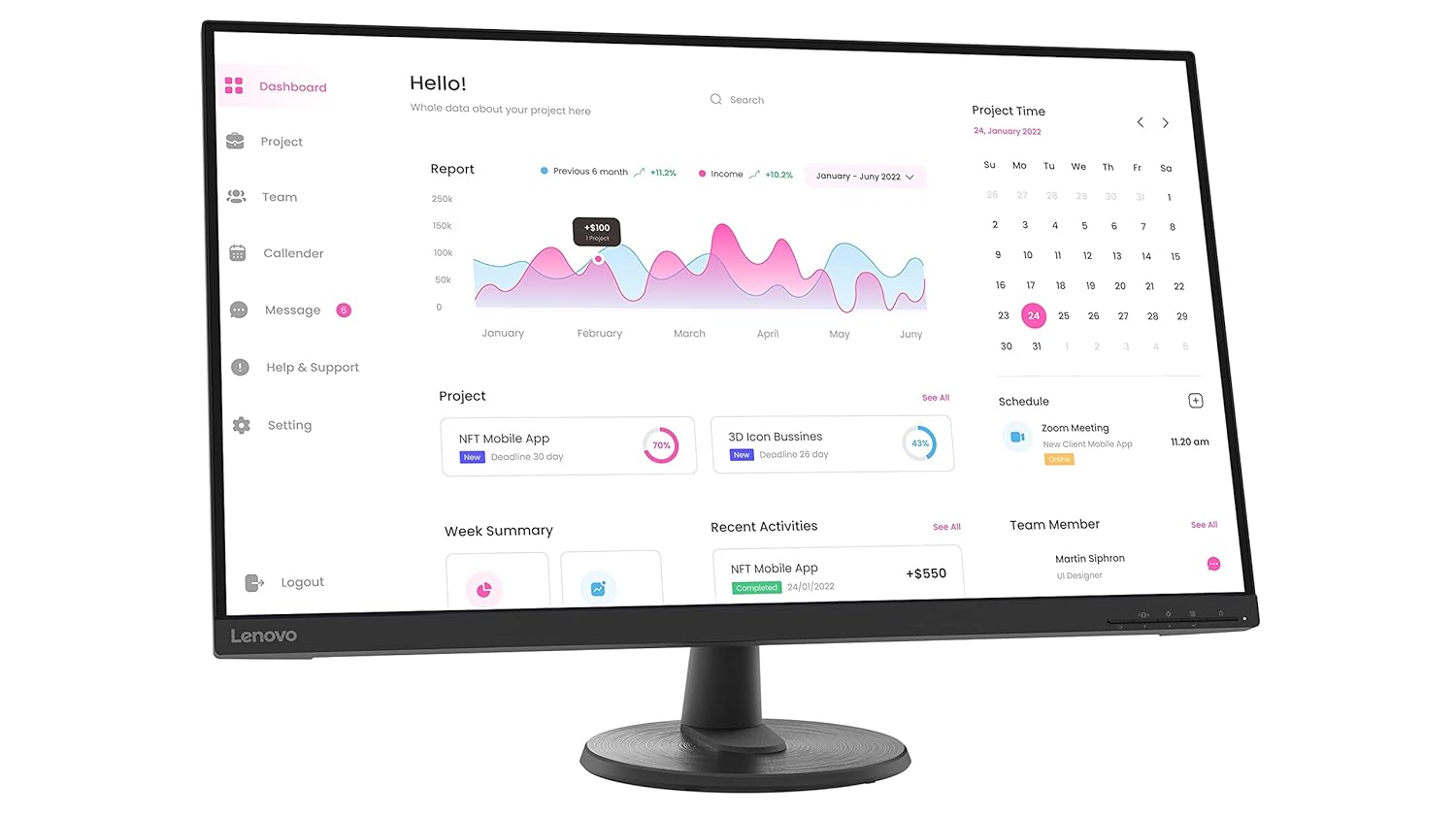 Lenovo D32-40 Monitor - 31.5-inch, FHD, 60Hz, Anti Glare Screen, Raven Black, 66FCGAC2AU