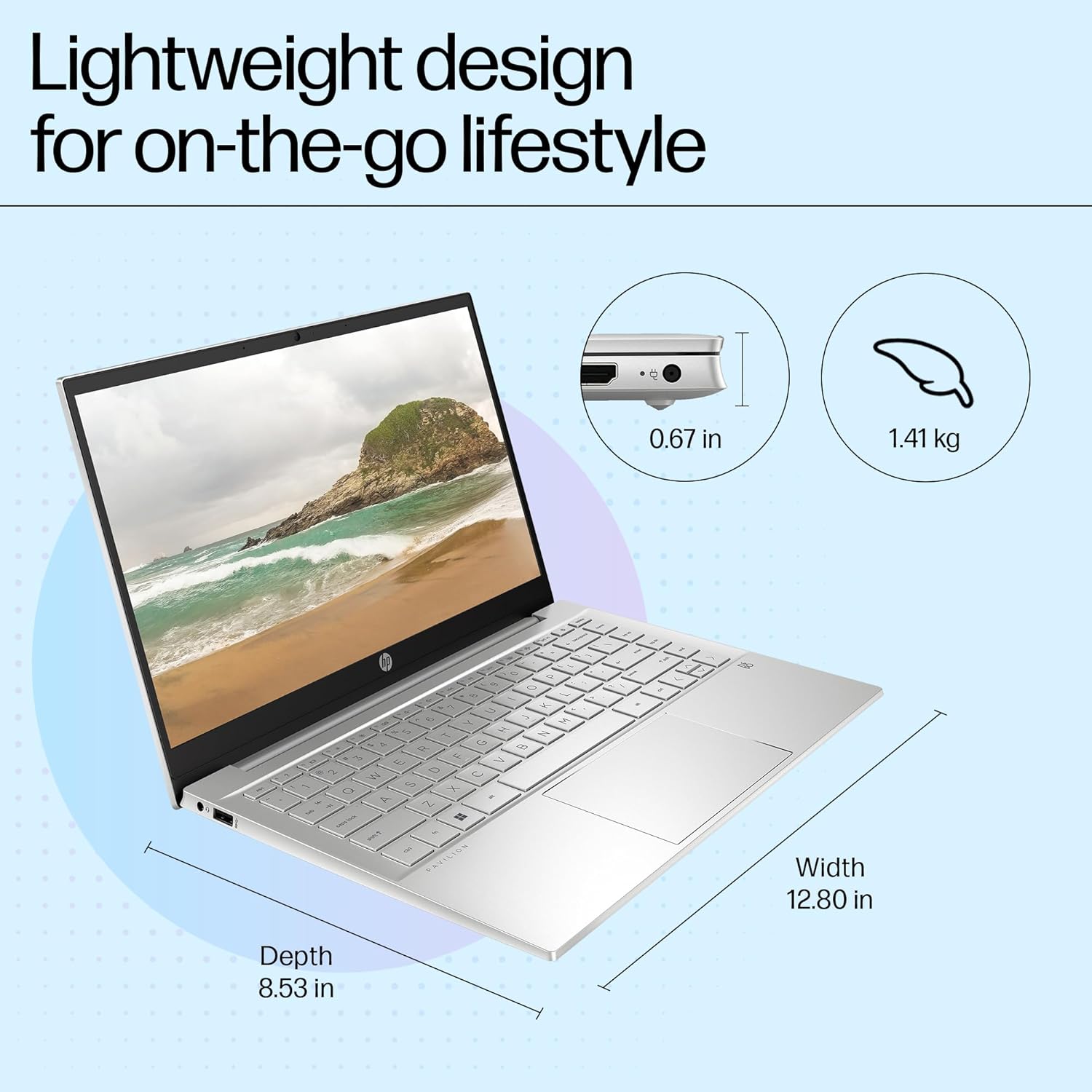 HP Pavilion, 12th Gen Intel Core i5-1235U, 16GB DDR4, 512GB SSD, (Win 11, Office 21, Silver, 1.41kg) IPS, BrightView, 14-inch(35.6cm) FHD Laptop, Intel Iris Xe Graphics, HD camera, Backlit KB,dv2014TU