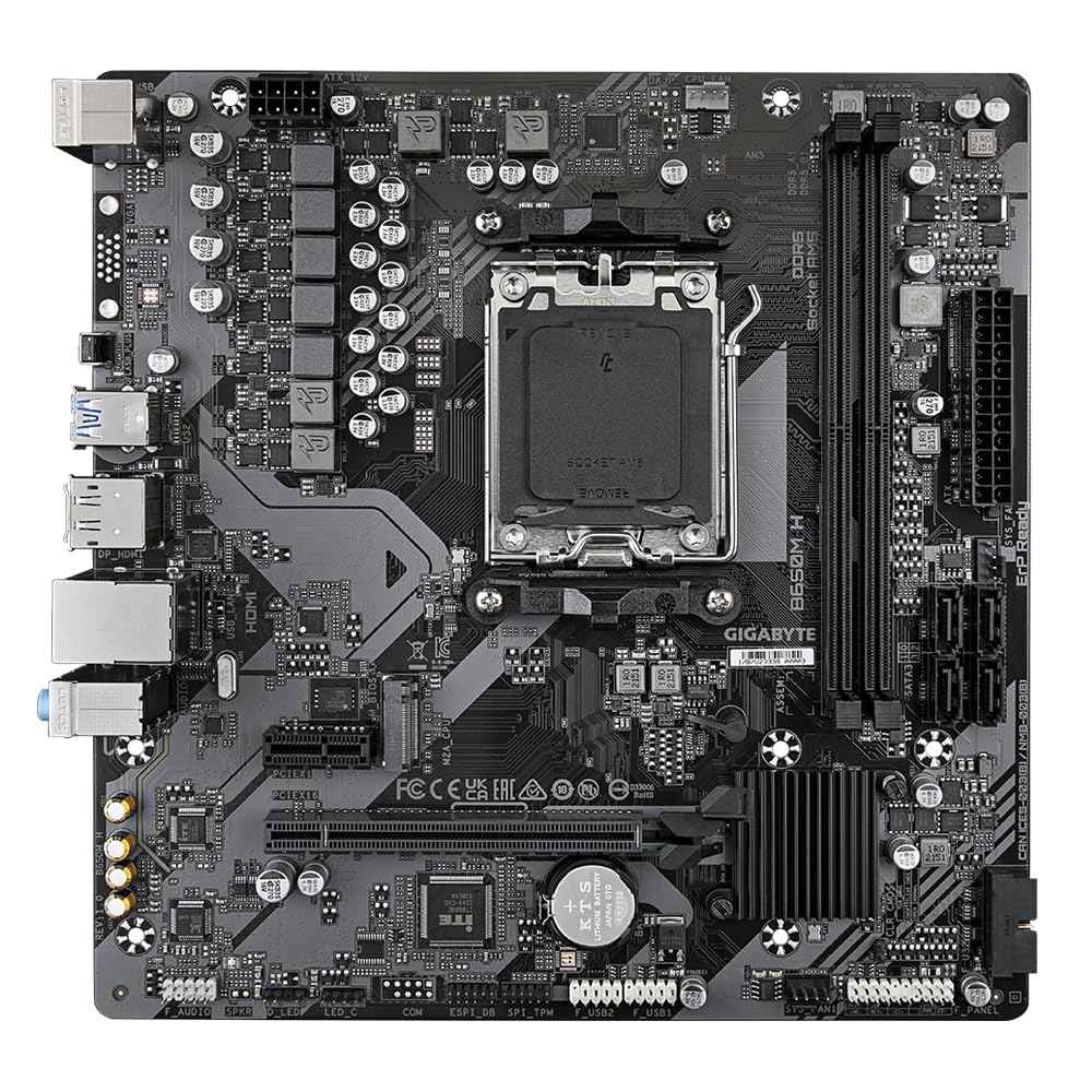 GIGABYTE B650M H AMD AM5 LGA 1718 Micro ATX Motherboard, PCIe 4.0, DDR5, USB 3.2 Gen2, 2.5 GbE LAN