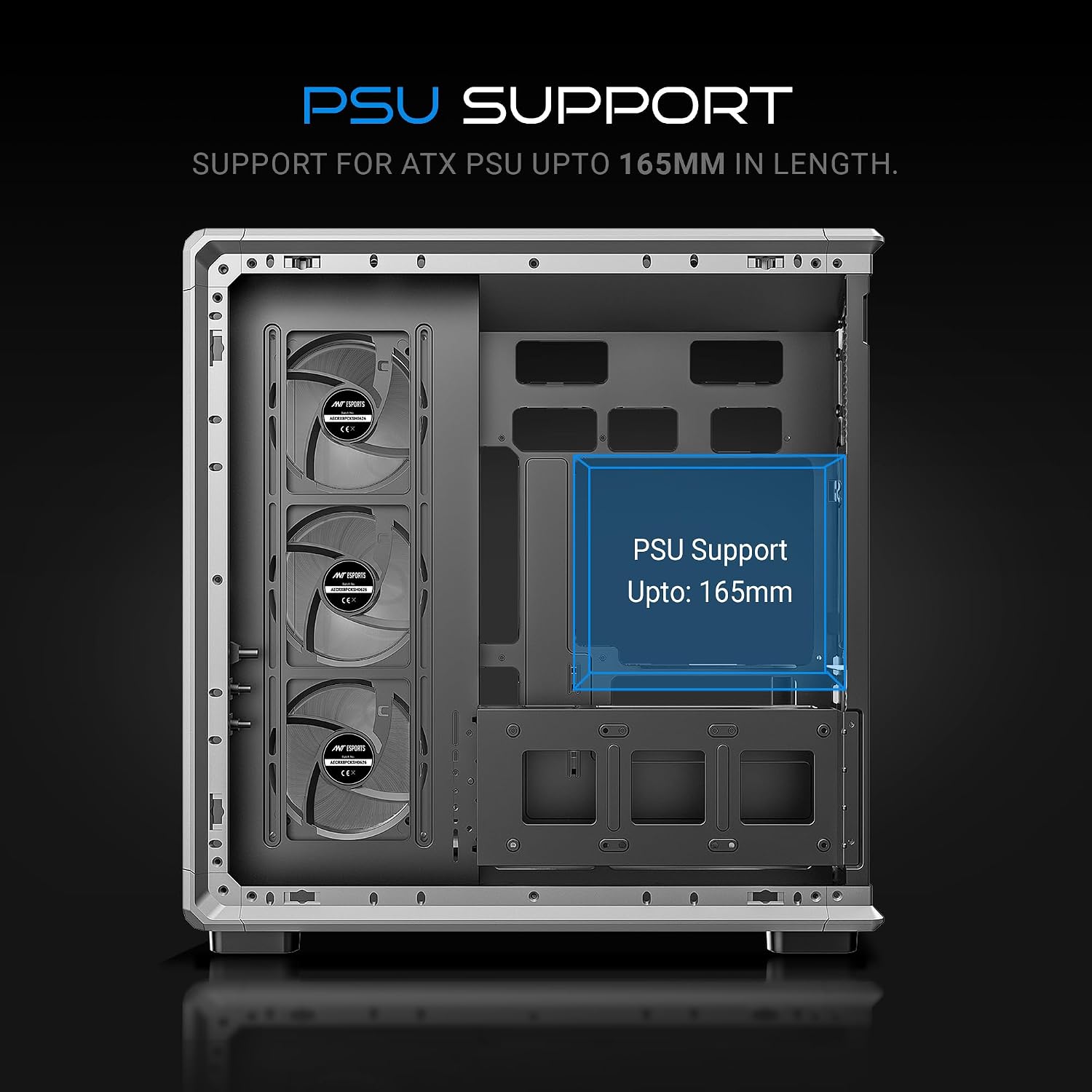 Ant Esports Crystal X8 Arc Mid Tower Gaming Cabinet | Panoramic 270° Tempered Glass, Supports BTF Back-Connect ATX Motherboards, Pre-Installed 8X 120mm ARGB Fans, 360mm AIO Support | Black