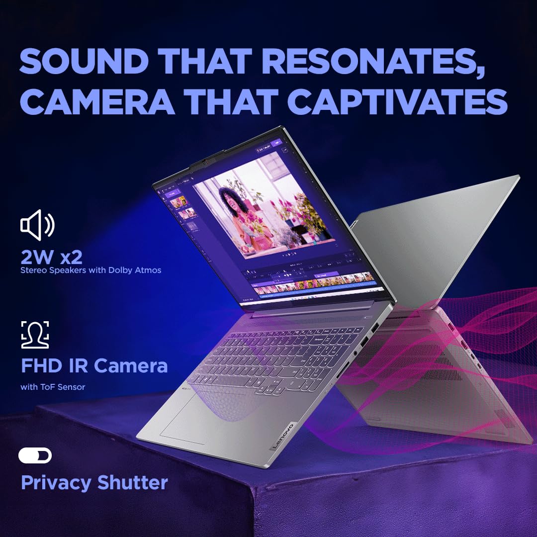 Lenovo IdeaPad Pro 5 Intel Core Ultra 7 155H Built-in AI 16" (40.6cm) 2K OLED 400Nits 120Hz Laptop (16GB/1TB SSD/NVIDIA RTX 3050 6GB/Win11/MSO 21/FHD+IR Camera/1Yr ADP Free/Grey/1.9Kg), 83D4002NIN