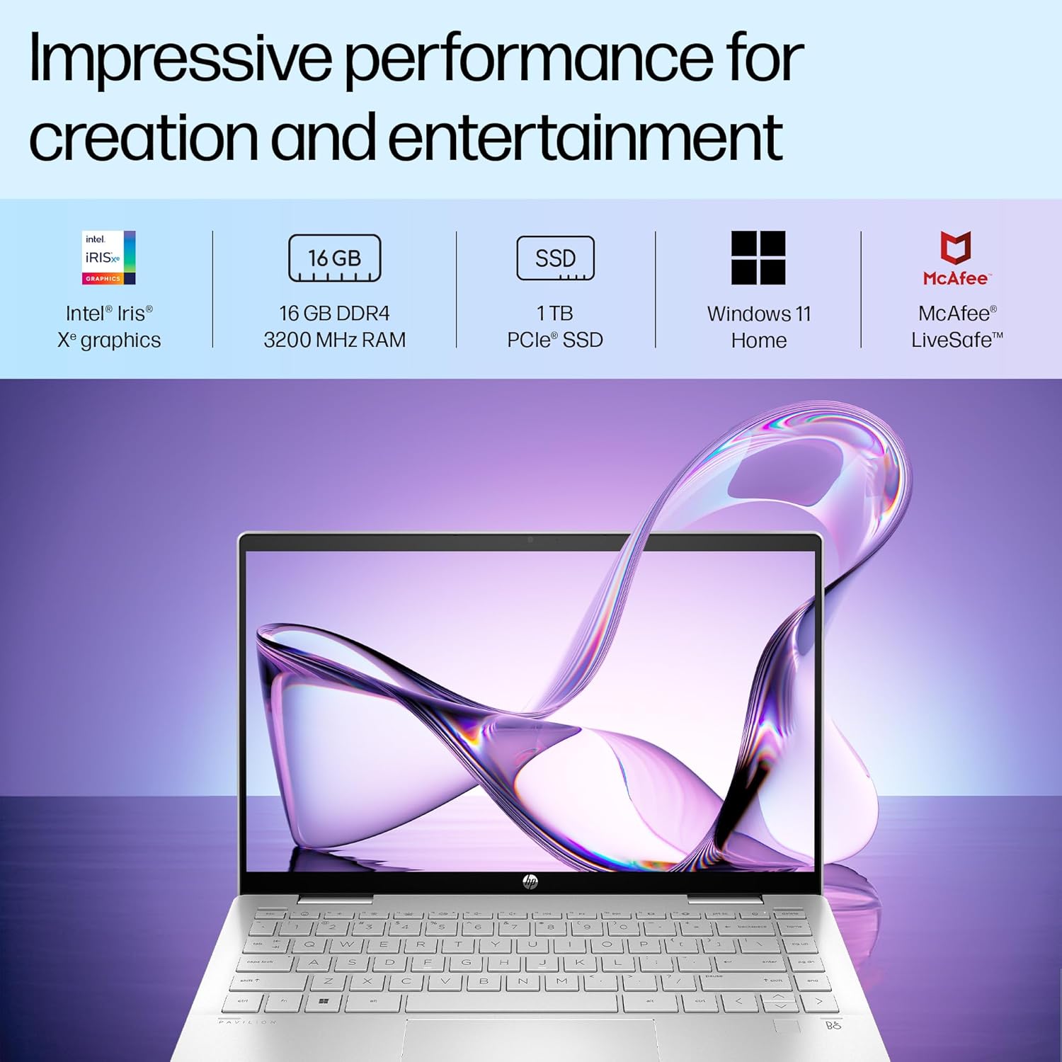 HP Pavilion x360, 13th Gen Intel Core i5-1335U, 16GB DDR4, 1TB SSD, (Win 11, Office 21, Silver, 1.41kg),Touchscreen,14-inch(35.6cm) FHD Laptop, Intel Iris Xe graphics, 5MP camera, Backlit KB, ek1010TU