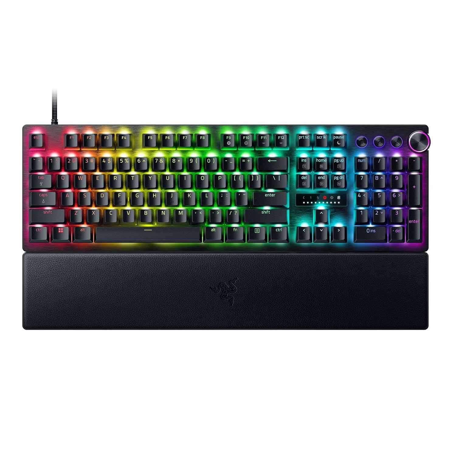 Razer Huntsman V3 Pro Esports Gaming Keyboard, Analog Optical Switches w/Rapid Trigger & Adjustable Actuation, Media Keys & Dial, Doubleshot PBT Keycaps, Aluminum Top Plate, Wrist Rest - Black