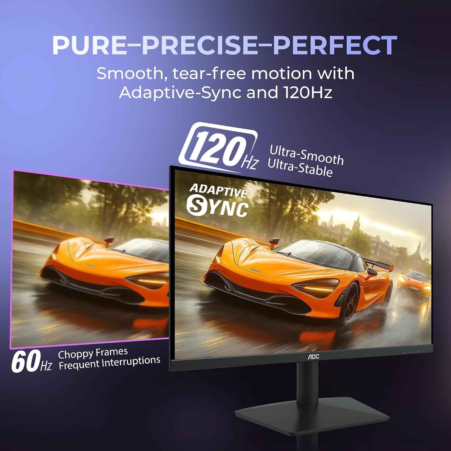 AOC 22B15H2 21.45” Full HD IPS Monitor | 120Hz Refresh Rate | 1ms MPRT | Adaptive Sync | 3-Sided Frameless | Low Blue Mode | HDMI & VGA | Black