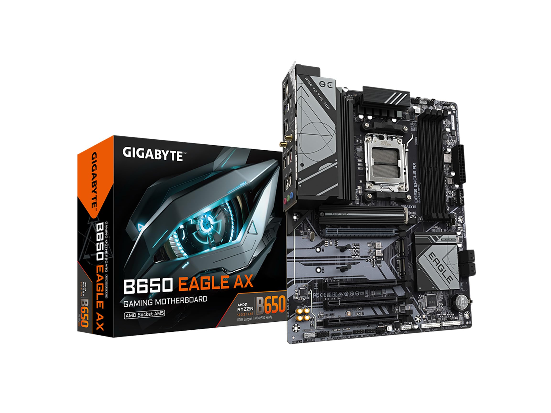 GIGABYTE B850M Eagle WIFI6E AMD AM5 Motherboard, M-ATX, DDR5, 2X M.2, PCIe 5.0, USB-C, USB 3.2 Gen 2, WIFI6E, 2.5GbE LAN, EZ-Latch, Wi-Fi EZ-Plug