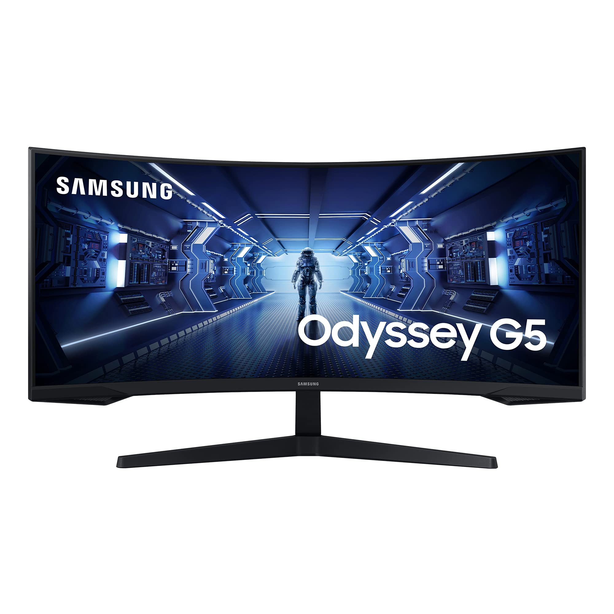 Samsung 27" (68.5cm) Odyssey G5 2K Gaming Monitor|QHD 2560 X 1440|165Hz|1ms|300nits|Ports-HDMIx2,DP,Headphone|DP Cable|HDR10|FreeSync Premium|Height-Tilt-Pivot Adjustable Stand|LS27CG510EWXXL|Black