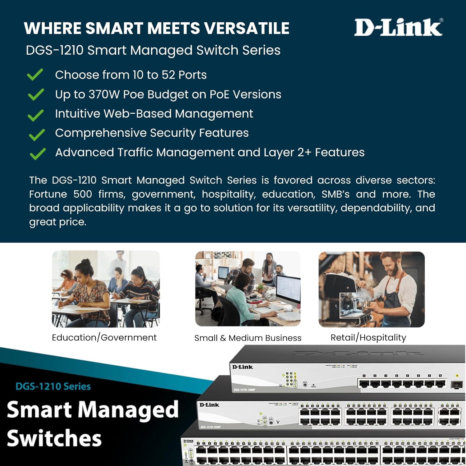 D-Link Systems 28-Port Gigabit Web Smart Switch including 4 Gigabit SFP Ports (DGS-1210-28)
