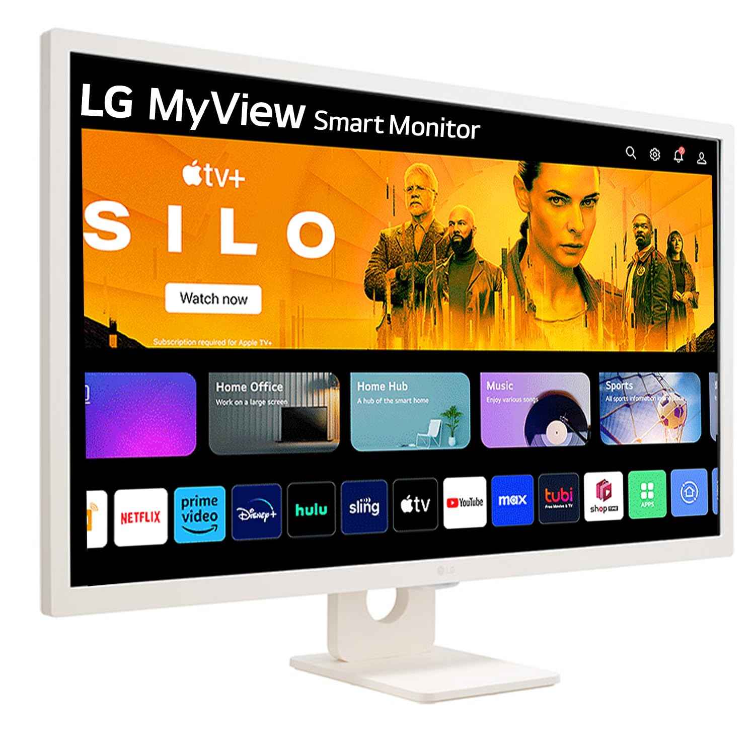 LG - My View Smart Monitor (32", 80cm), FHD IPS Display (1920 x 1080) with webOS, Work & Play Smarter, ThinQ Home Dashboard, AirPlay 2 + Screen Share + Bluetooth, Stylish Design - White (32SR50F)