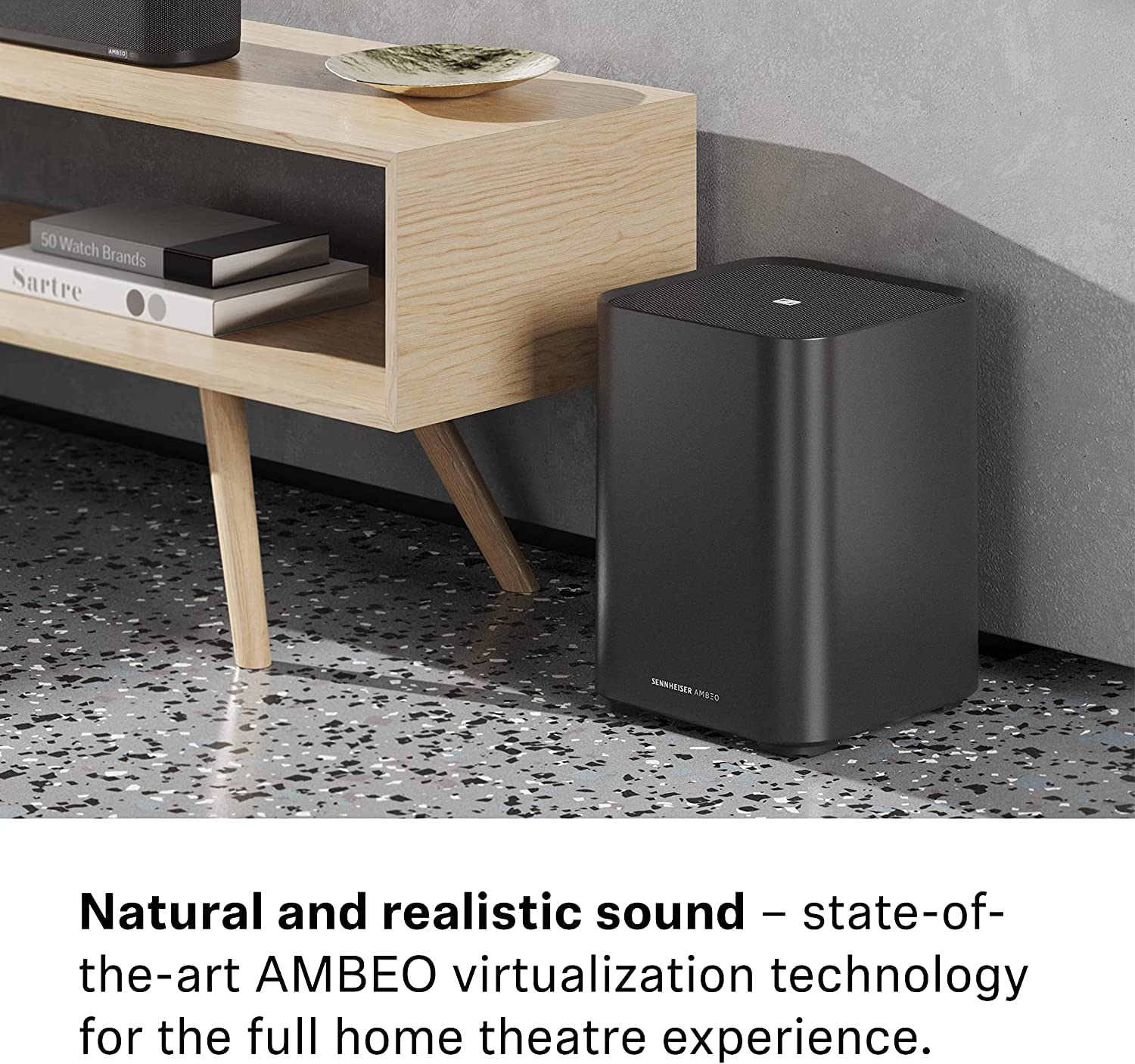 Sennheiser AMBEO Soundbar Mini (250W) with AMBEO Subwoofer (350W), Immersive 3D Audio for TV, Movies & Music, Deep Bass, Multiple Connectivity(Bluetooth, Wi-Fi),Alexa Built-in,Dolby Atmos,2Y Warranty
