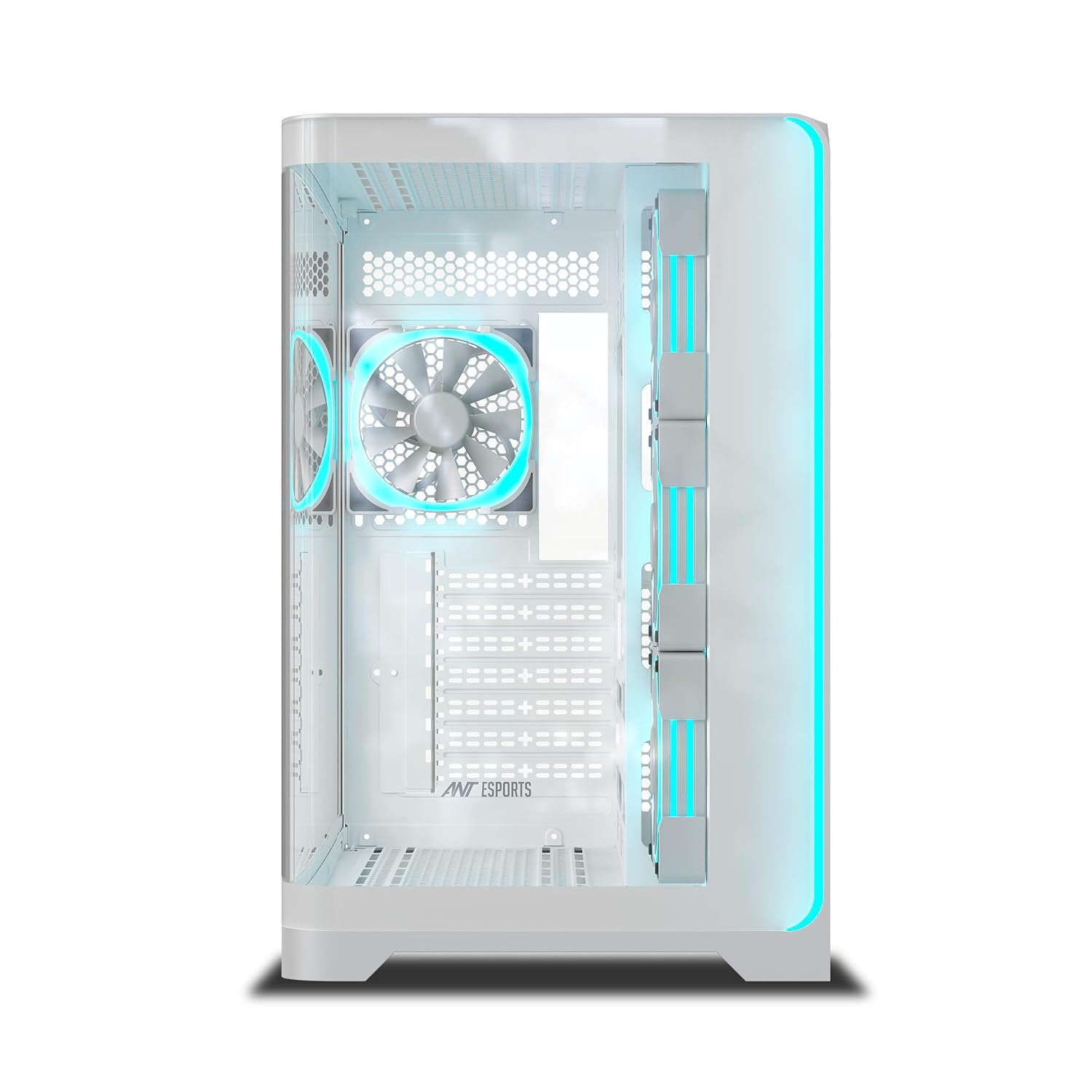 Ant Esports Crystal ARC Mid-Tower Computer Case/Gaming Cabinet - White |Front Curved Glass|Support ATX, Micro-ATX, Mini-ITX | Pre-Installed 4 ARGB-PWM Fans