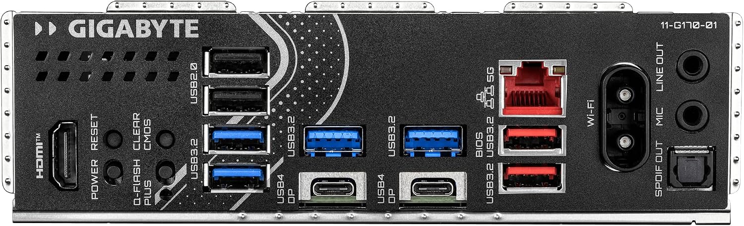 GIGABYTE X870E EAGLE WIFI7 Motherboard - Supports AMD Ryzen 9000 CPUs, 16+2+2 Phases Digital VRM, up to 8200Hz DDR5 (OC), 1xPCIe 5.0 + 3xPCIe 4.0, Wi-Fi 7, 5GbE LAN, USB 4