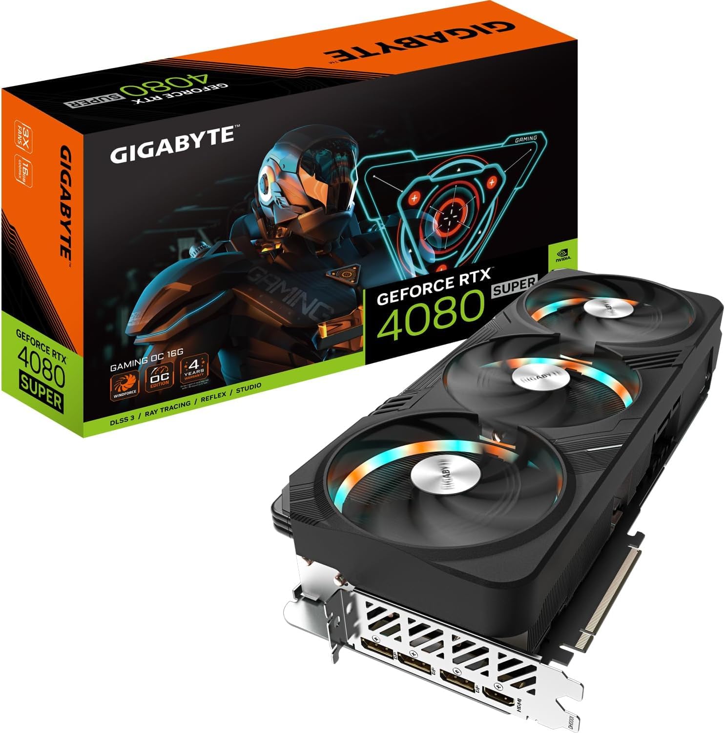 Gigabyte GeForce RTX 4080 SUPER GAMING OC Graphics Card - 2595MHz Core, 16GB GDDR6X 23000MHz 256-bit Memory, PCI-E 4.0, 3x DP 1.4, 1x HDMI 2.1a, NVIDIA DLSS 3.5, GV-N408SGAMING OC-16GD