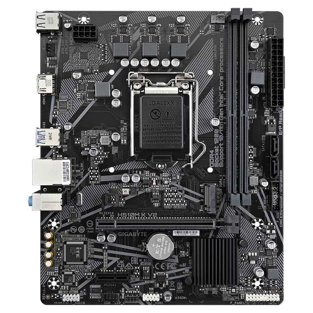 GIGABYTE H510M K V2 Motherboard | Intel H510 | Micro ATX | DDR4 | PCIe 3.0 | HDMI | USB 3.2 | Reliable Entry-Level