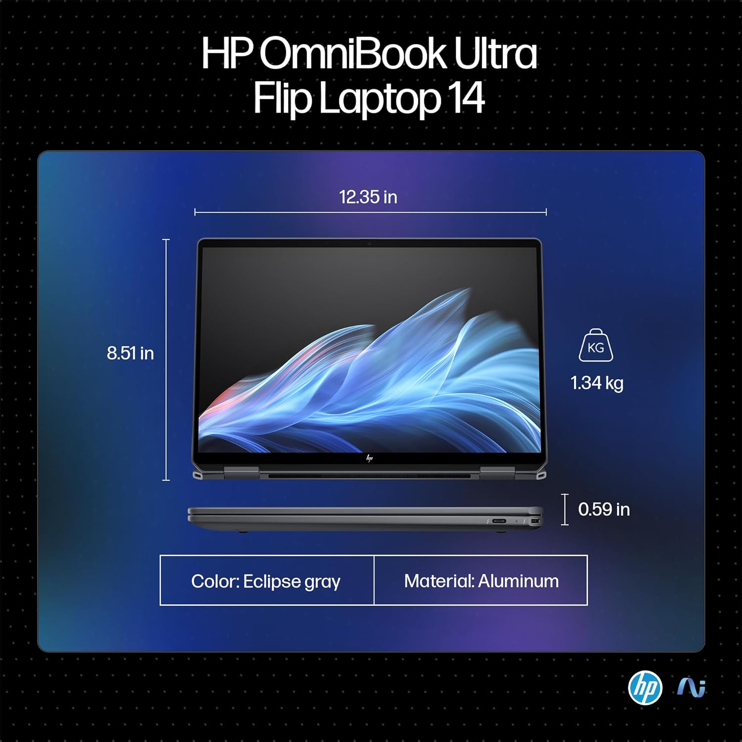 HP OmniBook Ultra Flip Next Gen AI PC Ultra 7 (32GB RAM/1TB SSD/2.8K OLED 16:10 90% STBR Touchscreen 500 nits/Windows 11/9MP Camera/Poly Studio/Backlit KB/MSO/14” (35.6cm)/Gray/1.34kg) fh0029TU Laptop