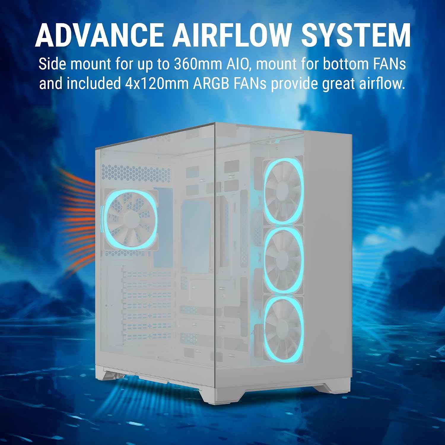Ant Esports Crystal Mirror Mid-Tower ATX Computer Case/Gaming Cabinet - White |3-Side Glass with Mirror| Support ATX, Micro-ATX, Mini-ITX | Pre-Installed 4 ARGB PWM Fans