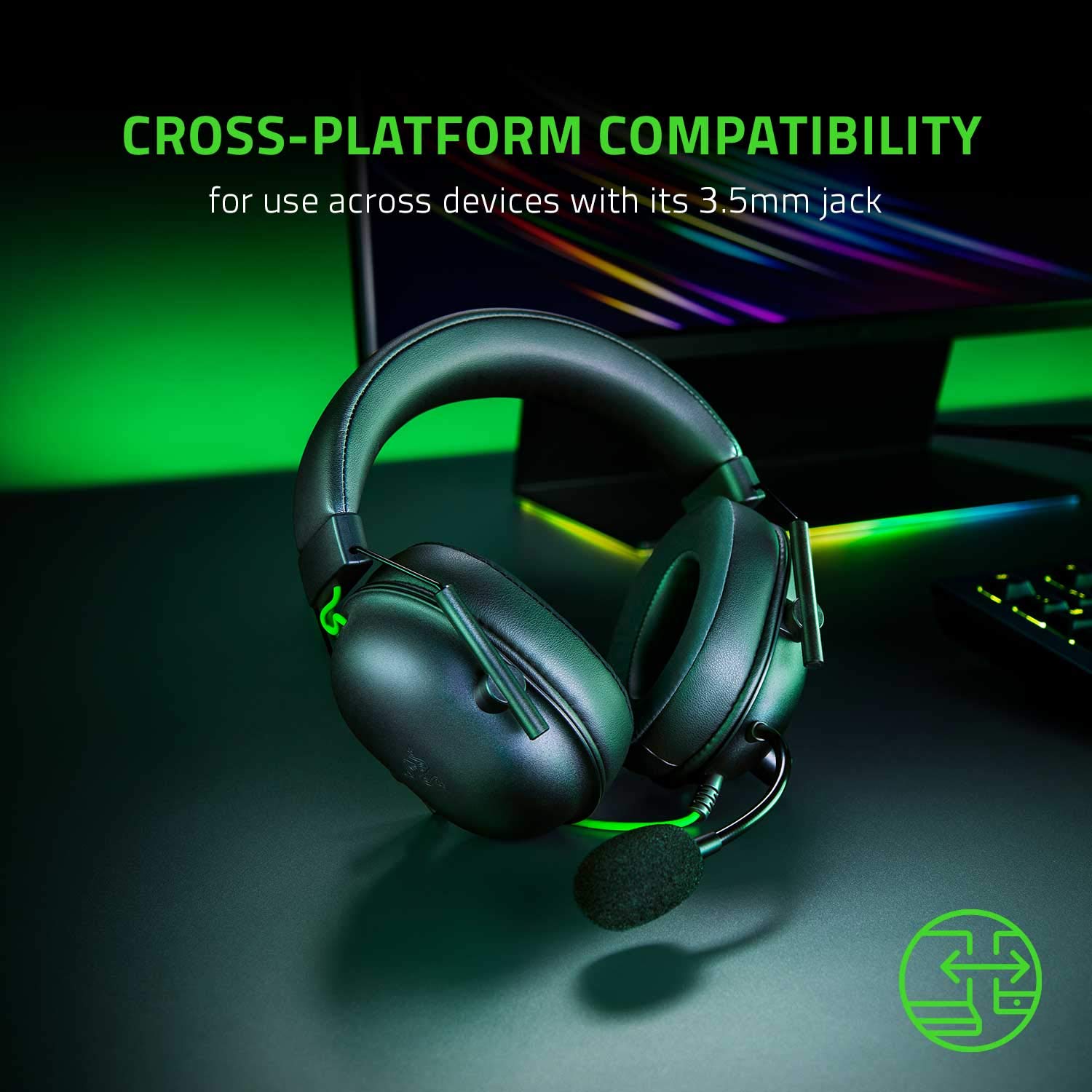 Razer BlackShark V2 X Smartchoice Wired Gaming Headset with Mic, 7.1 Surround Sound, 50mm Drivers, Memory Foam Cushions, Multi-Platform (PC/PS/Xbox/Switch/Mobile), 3.5mm Jack_Black