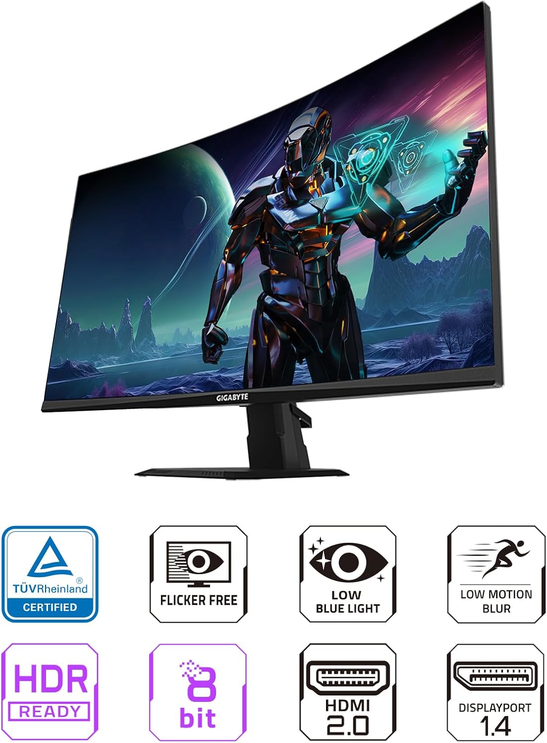 GIGABYTE GS27FC 27" 180Hz 1080P Gaming Monitor, 1920 x 1080 VA 1500R Display, 1ms (MPRT) Response Time, HDR Ready, FreeSync Premium, 1x Display Port 1.4, 2X HDMI 2.0,Black