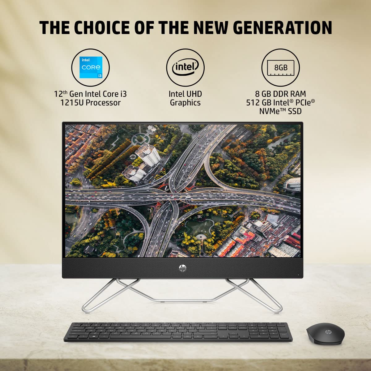 HP All-in-One PC 12th Gen Intel Core i3-1215U 24-inch(60.5 cm) FHD Desktop (8GB/512GB/Win 11/Wireless Keyboard and Mouse Combo/IR Privacy Camera/Intel UHD Graphics/MSO/Jet Black) 24-cb1802in - Zapnet.in