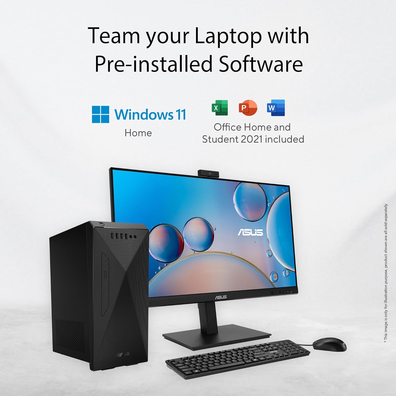 ASUS S501MD, 6 core, Intel Core i5-12400, Tower PC (8GB/512GB SSD/Integrated Graphics/Windows 11/with Keyboard & Mouse/Black/5.9kg), S501MD-512400016W