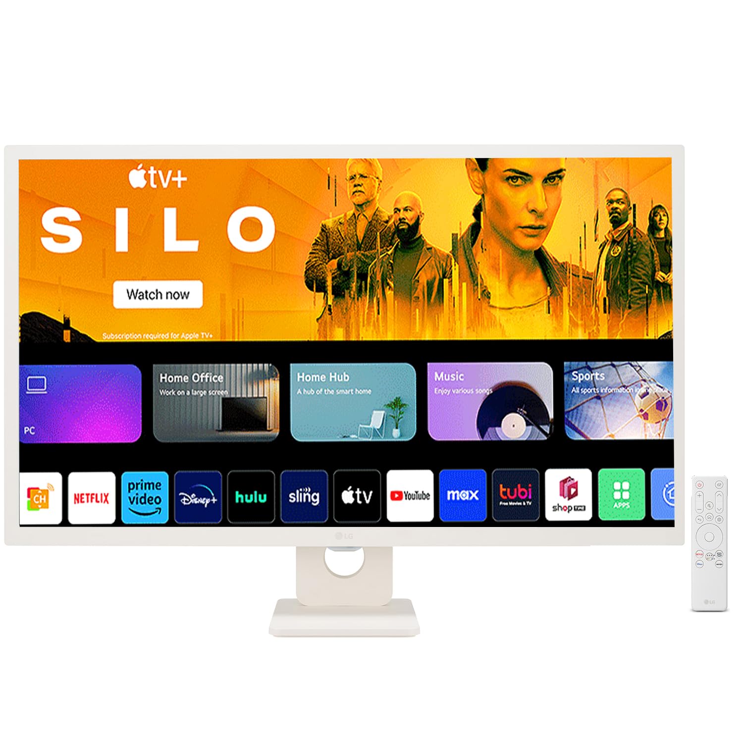 LG - My View Smart Monitor (32", 80cm), FHD IPS Display (1920 x 1080) with webOS, Work & Play Smarter, ThinQ Home Dashboard, AirPlay 2 + Screen Share + Bluetooth, Stylish Design - White (32SR50F)