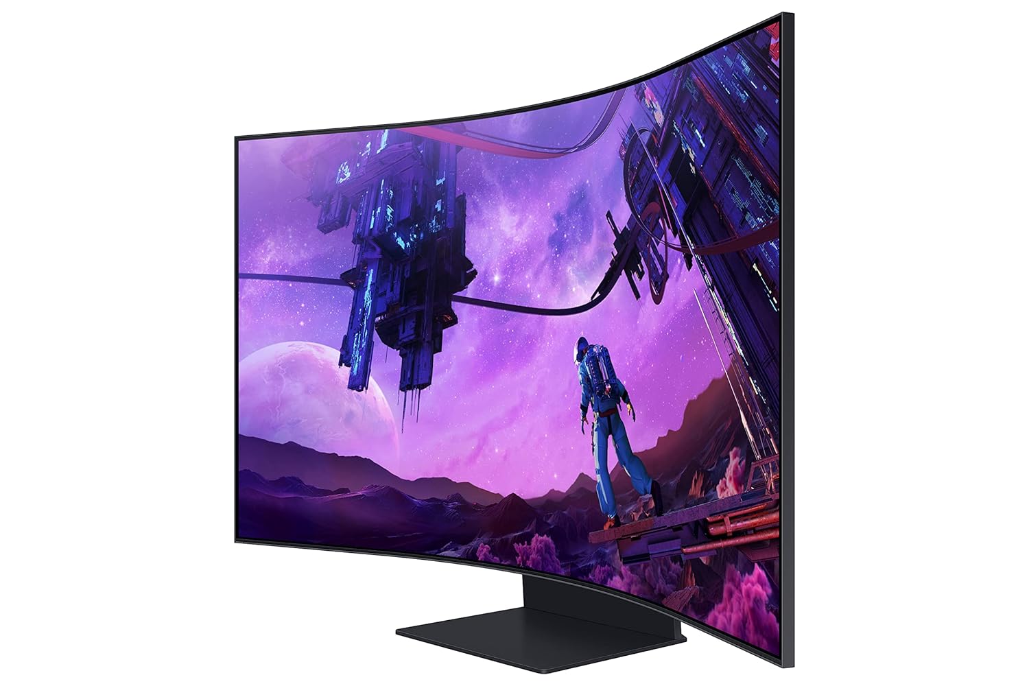 Samsung 55" Odyssey Ark, 4K UHD, 165 Hz, 1 Ms, 1000R Curved Gaming Monitor, Cockpit Mode, Mini-LED, Matte Display, Sound Dome, AMD FreeSync Premium Pro, Gaming Hub (LS55BG970NWXXL, Black)
