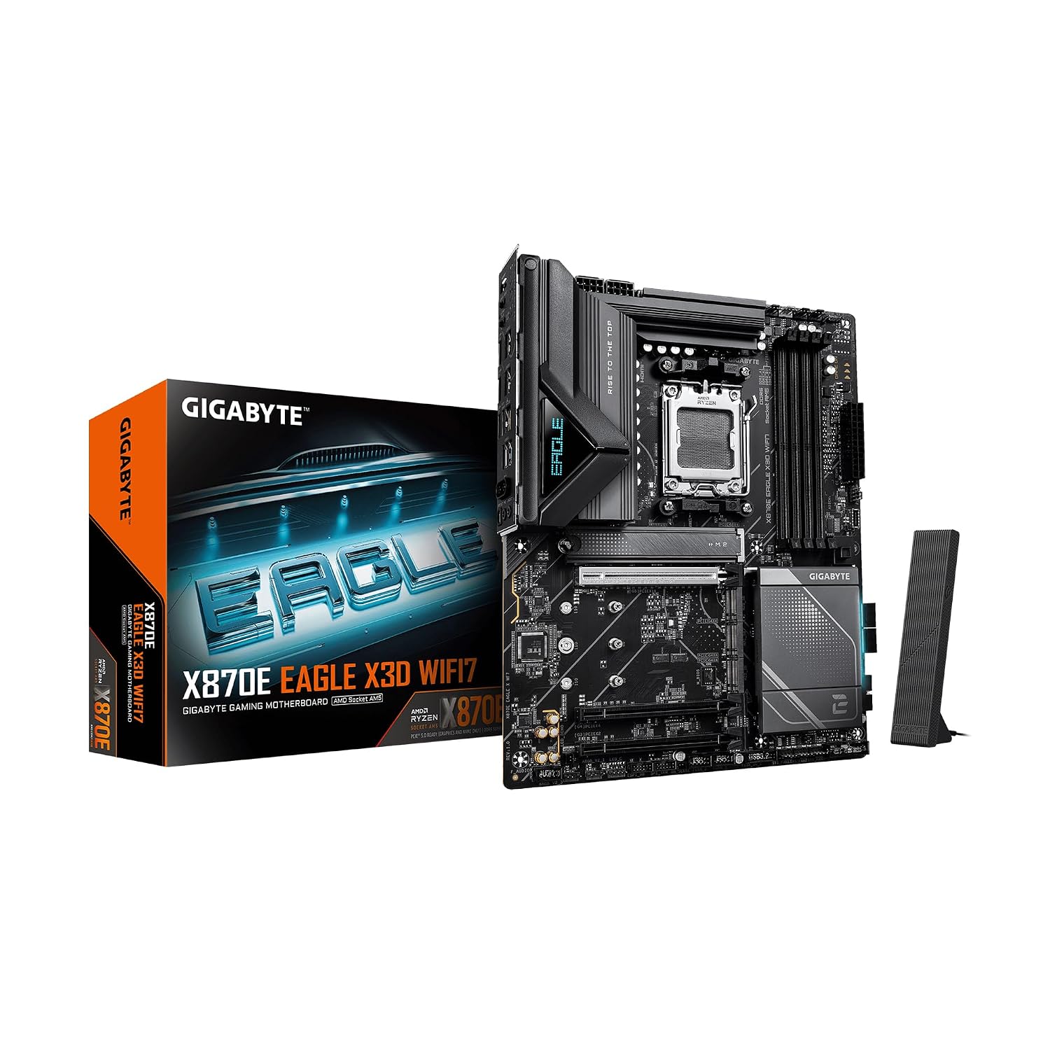 GIGABYTE X870E Eagle X3D WiFi7 ATX AMD AM5 Motherboard PCIe 5.0 X3D Turbo Mode 2.0 DDR5 Up to 9000MT/s Dual USB4 5GbE LAN Wi-Fi 7 High-Performance Gaming & AI Acceleration
