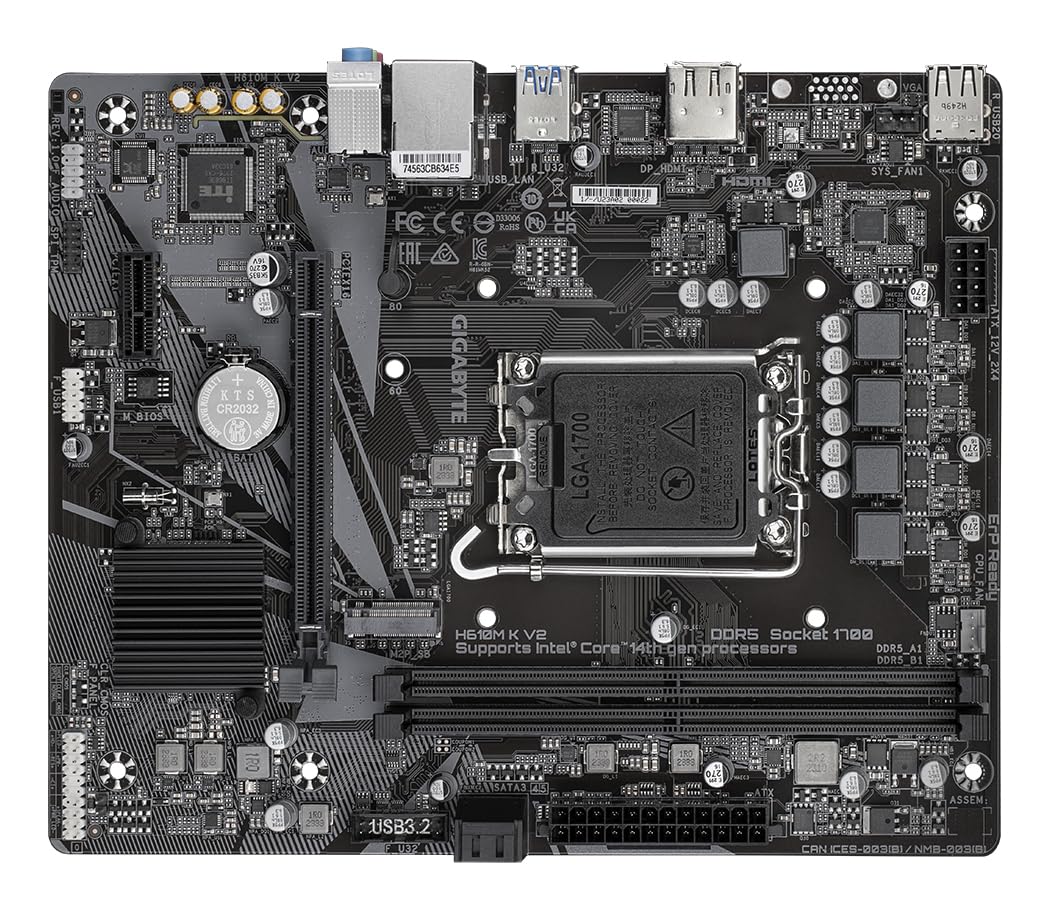 GIGABYTE H610M K V2 Motherboard | Intel H610 | Micro ATX | DDR4 | PCIe 4.0 | HDMI | USB 3.2 | Reliable Basic Board