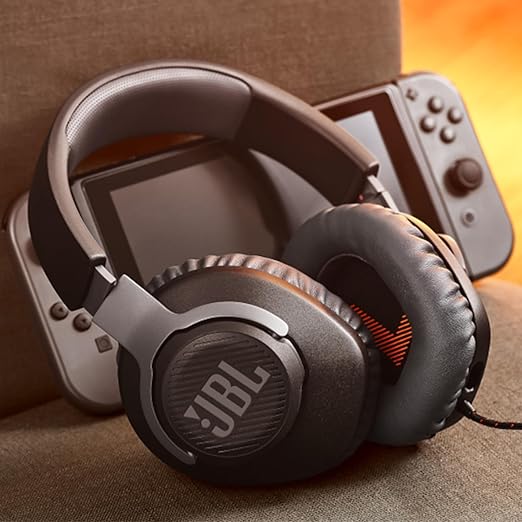 JBL Quantum 100 Wired Over Ear Gaming Headphones with Mic, 40mm Realistic Dynamic Drivers, Detachable Boom Mic, 1kHz Sensitivity, Memory Foam Cushioning, PC/Mobile/PS/Xbox/Nintendo/VR Compatible-Black - Zapnet.in
