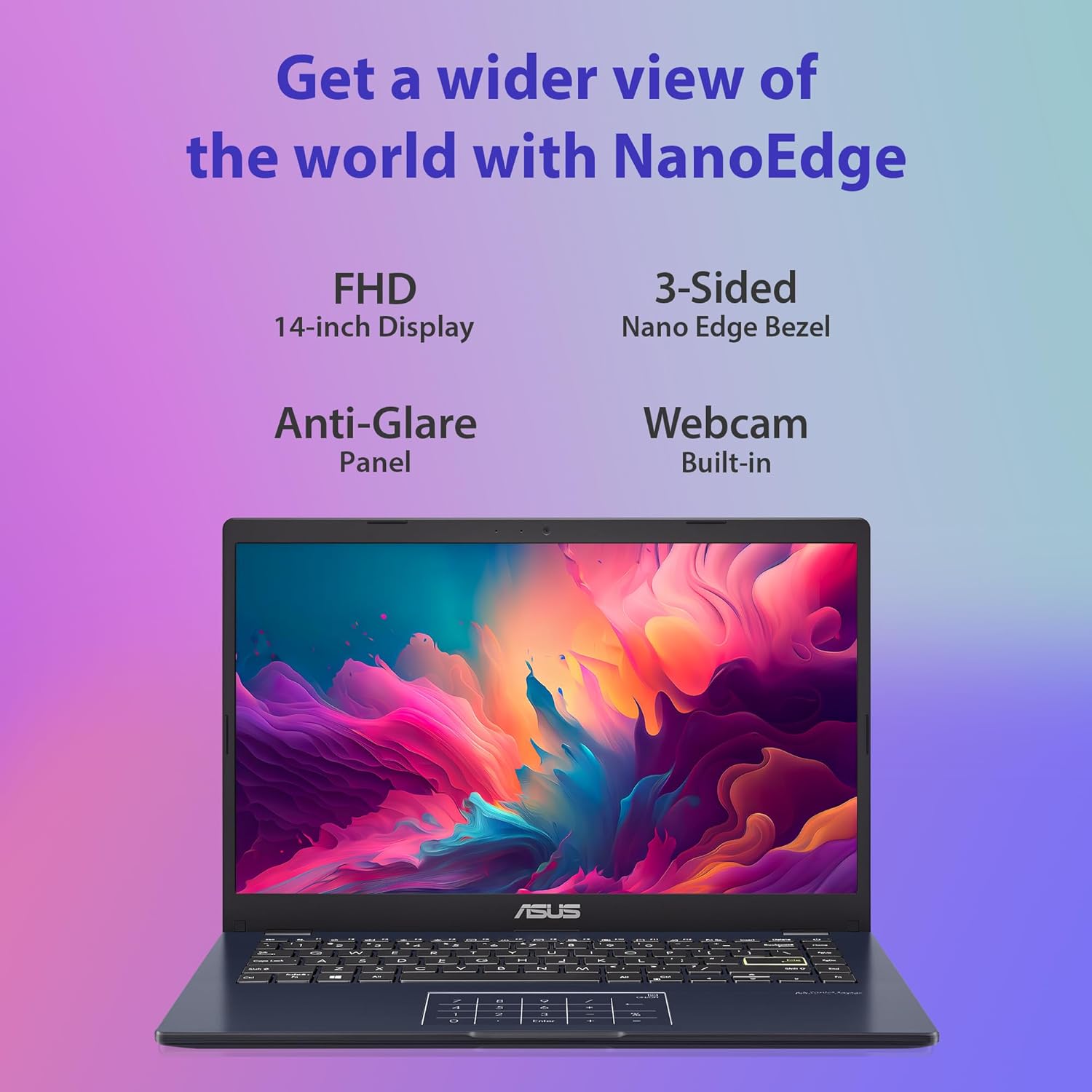 ASUS Vivobook Go 14 (2023), 14" (35.56 cm) FHD (1920 x 1080) 16:9, Intel Celeron N4500, Thin and Light Laptop (8GB RAM/256GB SSD/Integrated Graphics/Windows 11 Home/Black/1.3 Kg), E410KA-EK013W