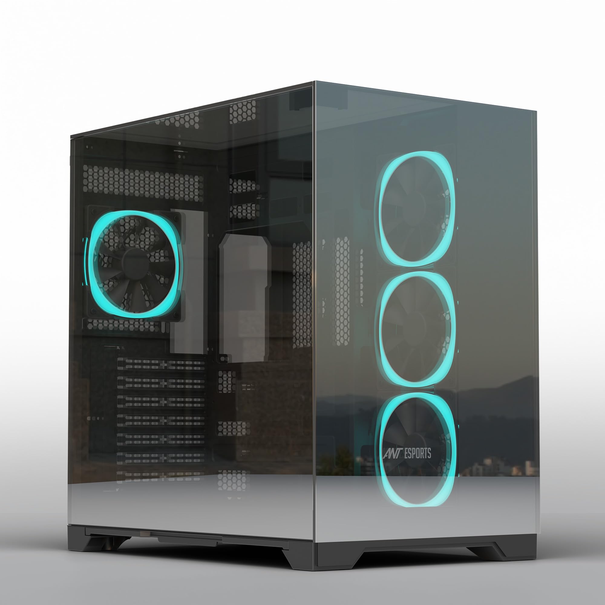 Ant Esports Crystal Mirror Mid-Tower ATX Computer Case/Gaming Cabinet - White |3-Side Glass with Mirror| Support ATX, Micro-ATX, Mini-ITX | Pre-Installed 4 ARGB PWM Fans
