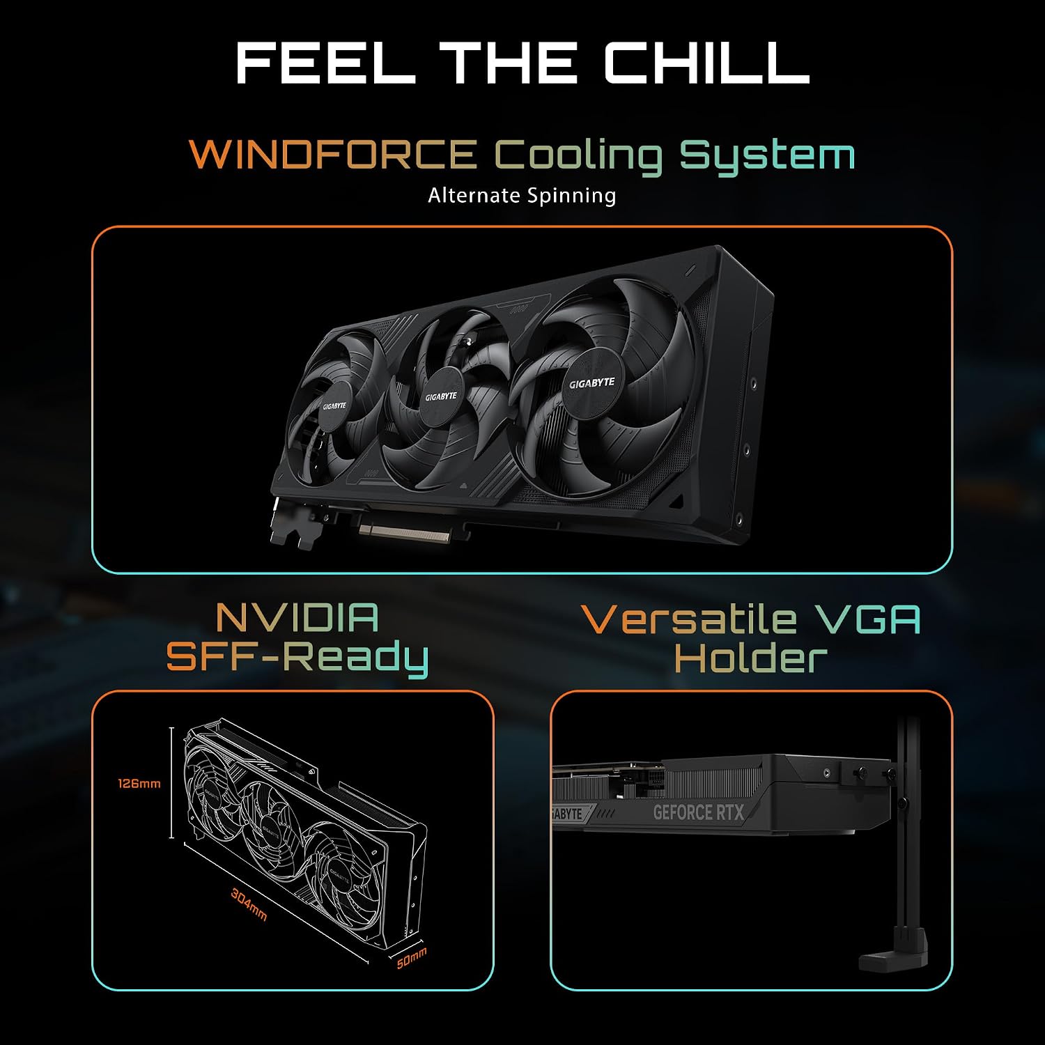 GIGABYTE Geforce RTX 5080 WINDFORCE OC SFF 16G Graphics Card, WINDFORCE Cooling System pci_e_x16, 16GB 256-Bit GDDR7, GV-N5080WF3OC-16GD Video Card