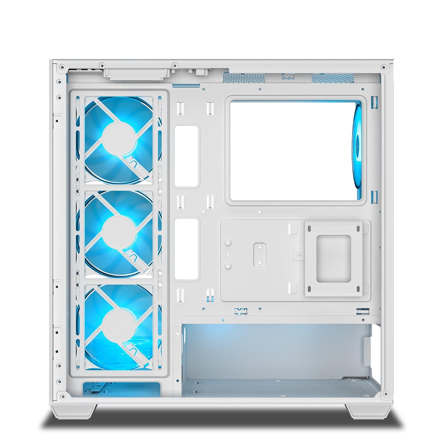 Ant Esports Crystal X7 ATX Computer Case/Gaming Cabinet with Type-C - White | Support ATX, Micro-ATX, Mini-ITX | Pre-Installed 3 M/B Plate Fans, 2 PSU Shroud Fans, 1 Bottom & 1 Rear Fan