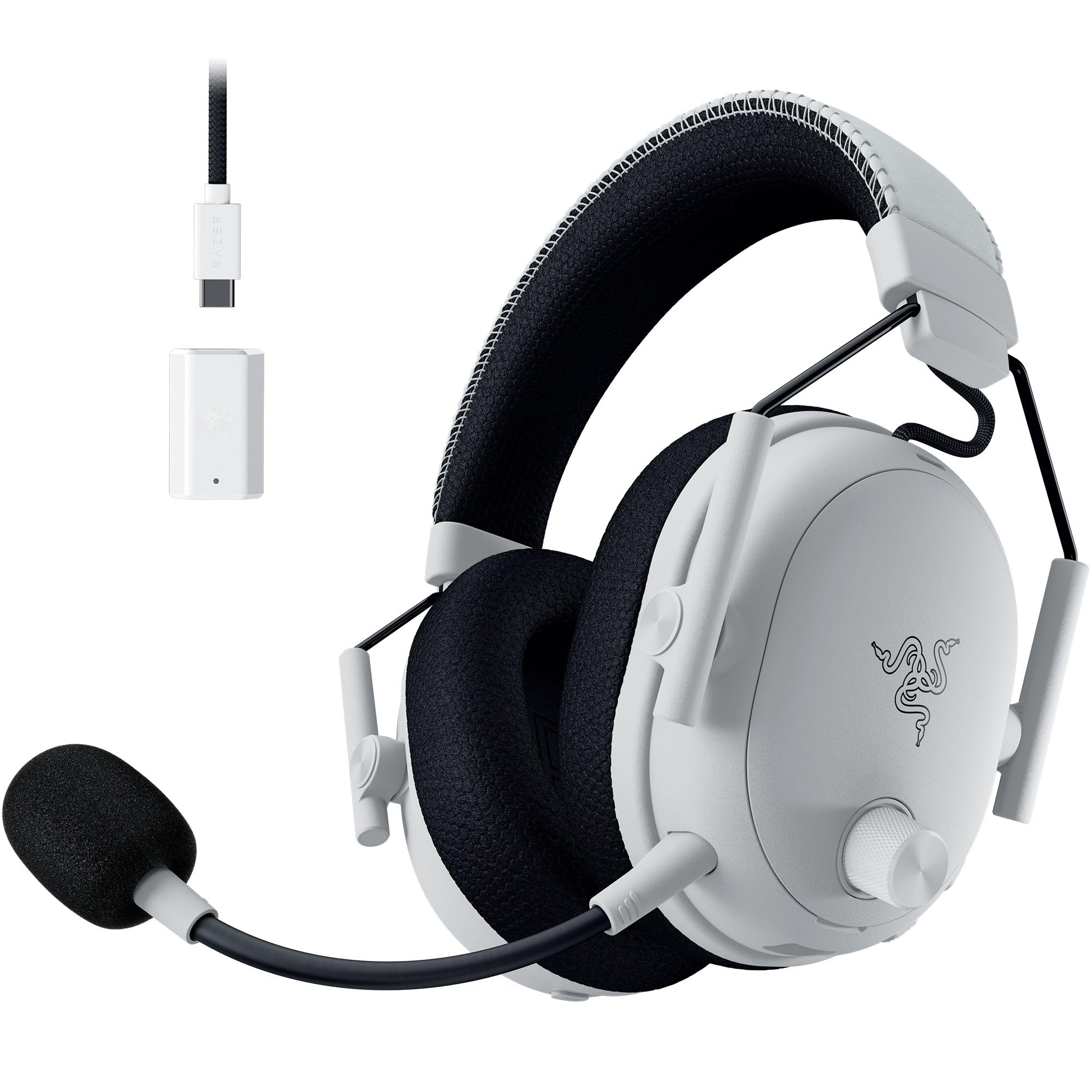 Razer BlackShark V3 Pro Wireless ANC PlayStation Gaming Headset, White | Full Band Mic, 50mm Drivers, 2.4 GHz, Bluetooth, 3.5mm, Works with PC, Mac, Nintendo Switch, Smartphone, 70 Hr Battery