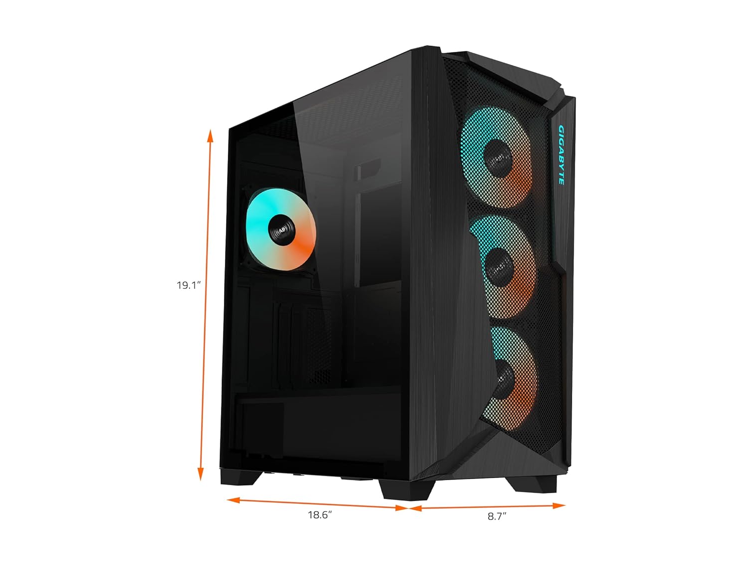 GIGABYTE C301 Glass - Black Mid Tower PC Gaming Case, Tempered Glass, USB Type-C, 4X ARBG Fans Included (GB-C301G)