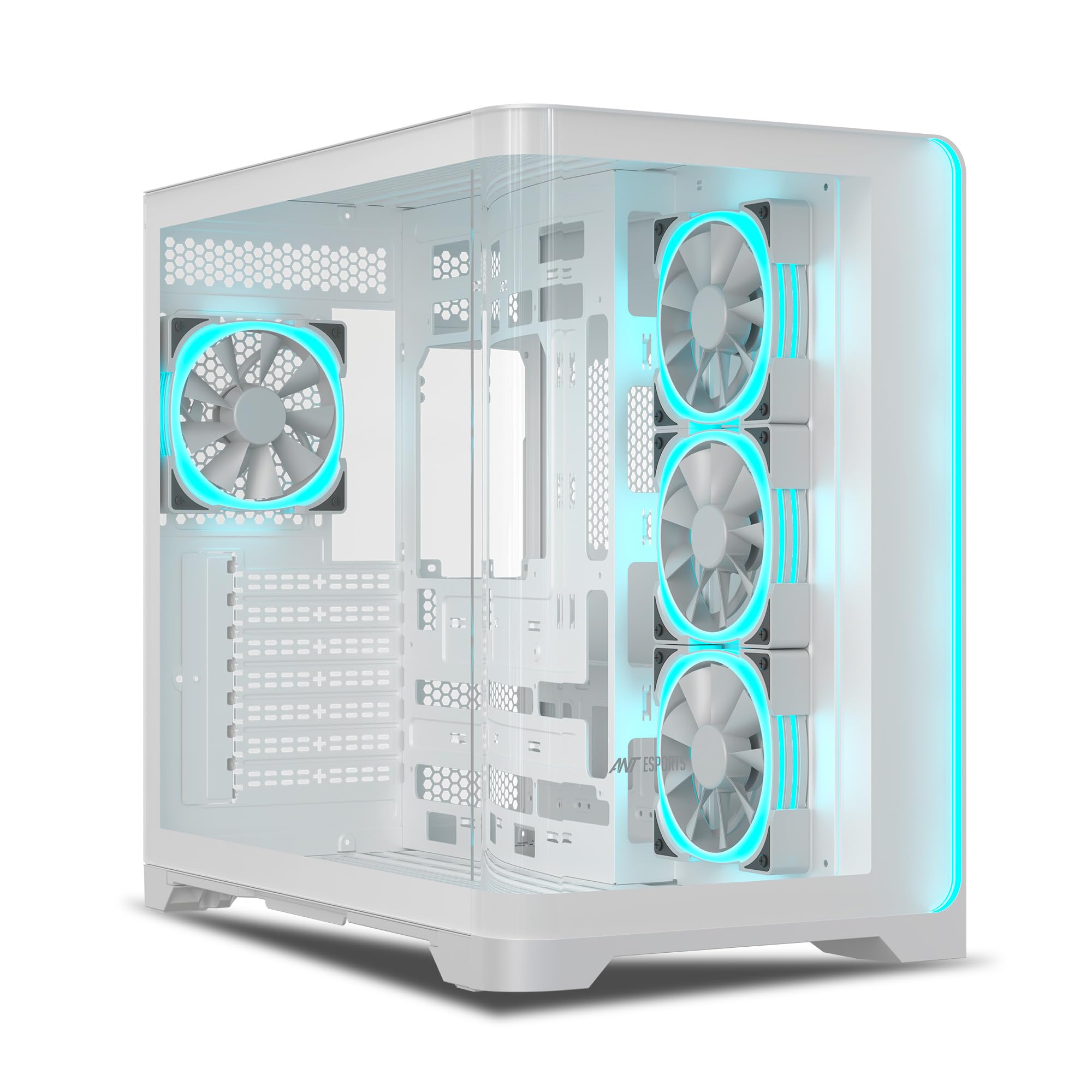 Ant Esports Crystal ARC Mid-Tower Computer Case/Gaming Cabinet - Black |Front Curved Glass|Support ATX, Micro-ATX, Mini-ITX | Pre-Installed 4 ARGB-PWM Fans