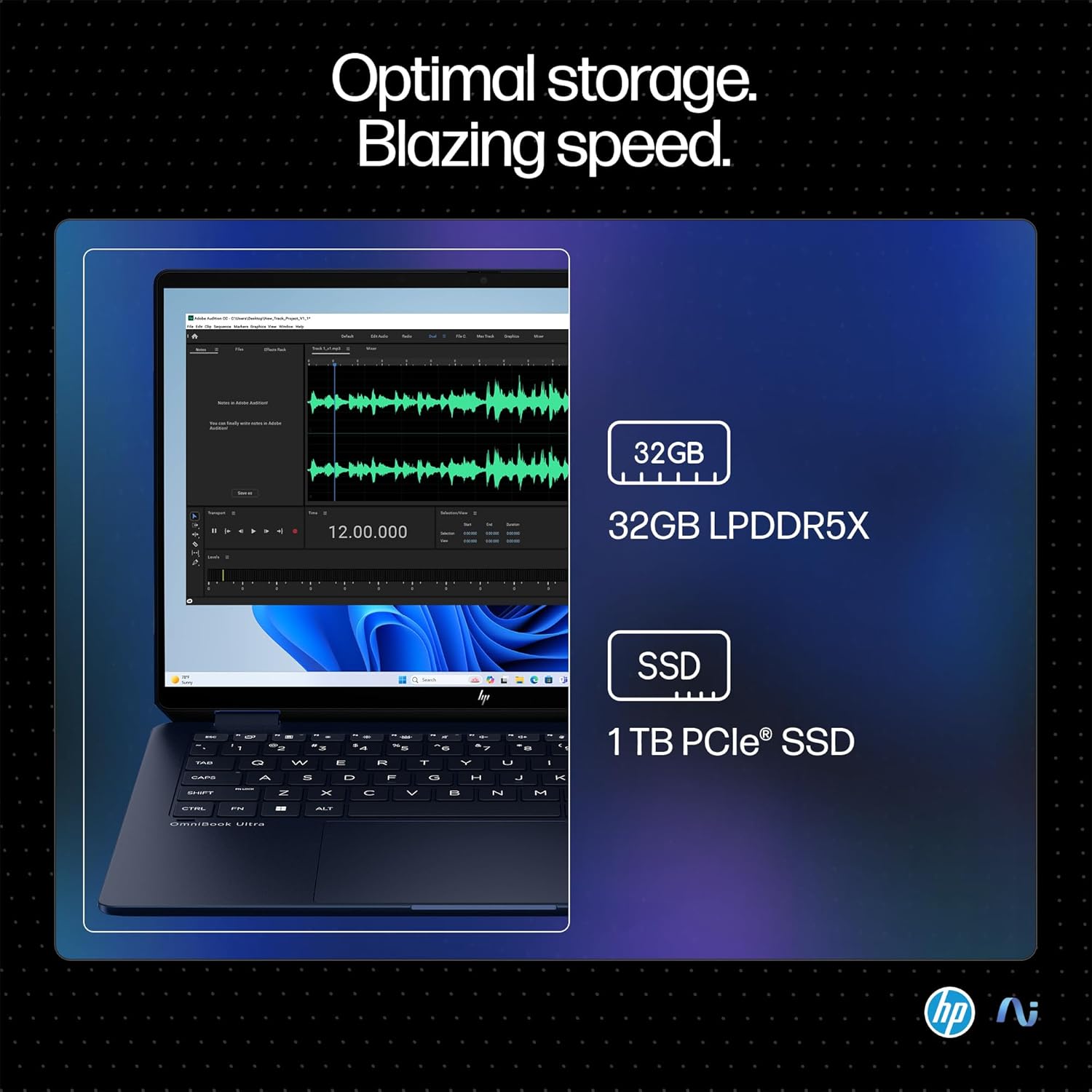HP OmniBook Ultra Flip (Previously Spectre) Intel Core Ultra 7 258V 47 TOPS (32GB LPDDR5X, 1TB SSD) OLED, 500 nits,14''/35.6cm, Touch 2-in-1, Win11, Office21, Blue, 1.34kg, fh0046TU Next Gen AI Laptop