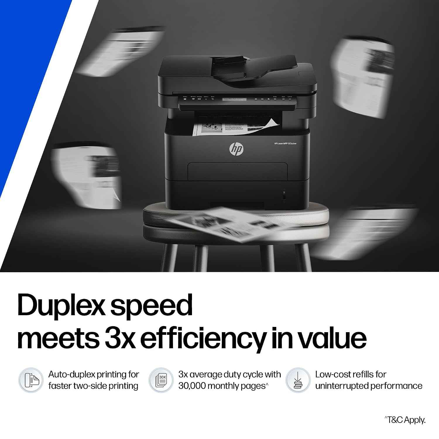 HP 323sdnw Auto Duplex WiFi Laser Printer A58WKA (New Launch) with ADF, Print Scan Copy, LCD Display, 30 PPM, 256 MB Memory, Black