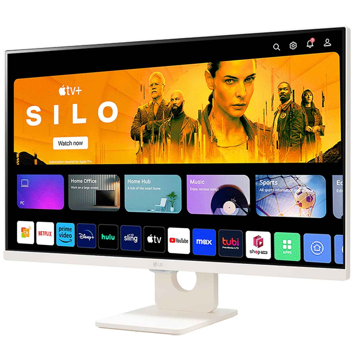 LG - My View Smart Monitor (27", 68.6cm), With FHD IPS Display (1920 x 1080) & webOS. Work & Play Smarter, ThinQ Home Dashboard, AirPlay 2 + Screen Share + Bluetooth, Stylish Design - White (27SR50F-W)