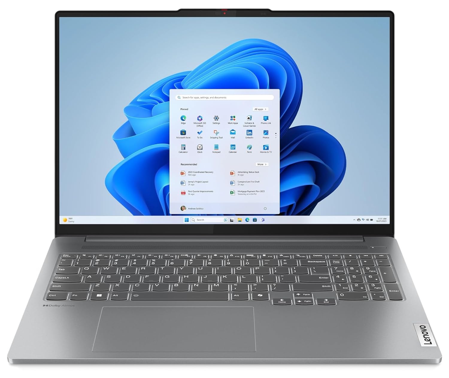 Lenovo IdeaPad Pro 5 AMD Ryzen 7 8845HS 16" (40.64cm) 2K-OLED 400Nits 120Hz Laptop (16GB/1TB SSD/NVDIA RTX 4050 6GB/Win11/100% DCI-P3/Office 2021/Alexa/3 Month Game Pass/Grey/1.91Kg), 83D5000SIN