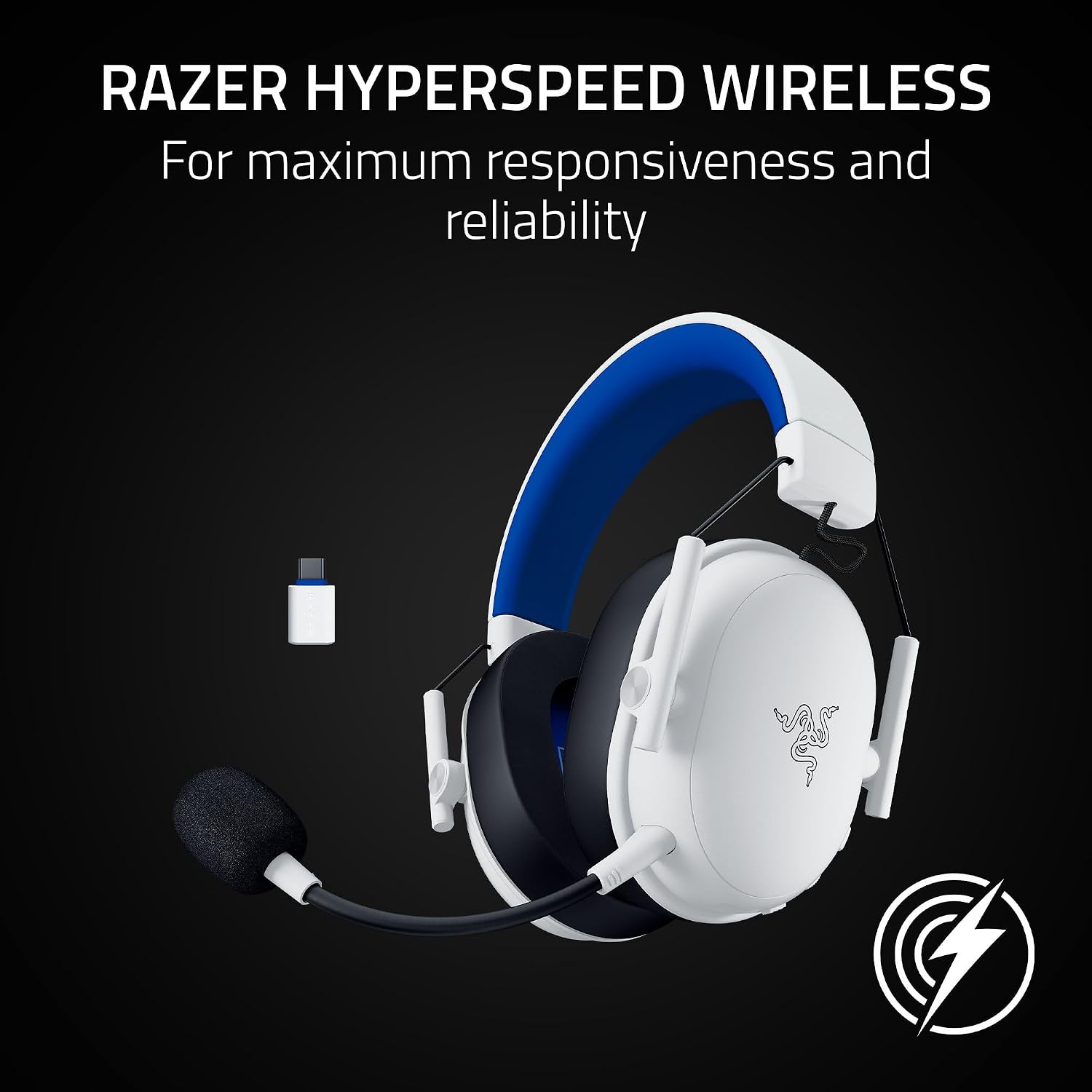 Razer BlackShark V3 X HyperSpeed Wireless PS5 Gaming Headset, White | 50mm Drivers, Cardioid Mic, 2.4 GHz, Bluetooth, Works with PC, Mac, Nintendo Switch, Smartphone, 70 Hr Battery