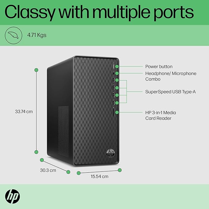 HP Desktop PC AMD Ryzen 3-5300G, (8 GB DDR4, 512GB SSD, Wired Keyboard and Mouse Combo, Win 11 Home, MSO, Dark Black, 4.71kg, M01-F3201in - Zapnet.in